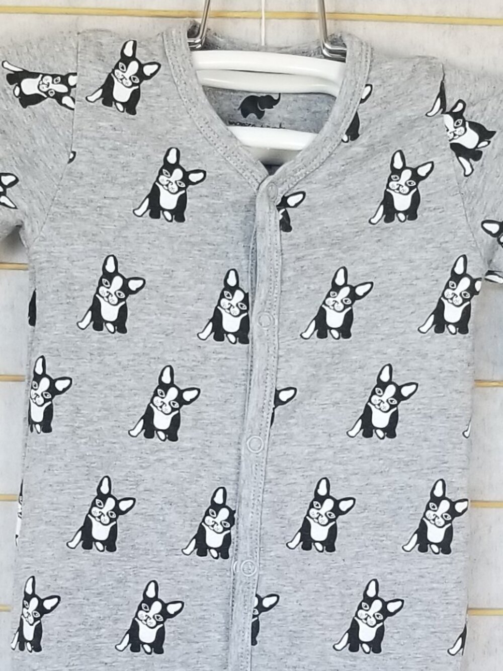 Monica + Andy Footie 3-6M Frenchie Dog Print 100% Organic Cotton - Picture 2 of 6